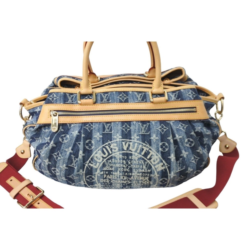 Louis Vuitton Monogram Bag Denim Cavalier Blue Shoulder